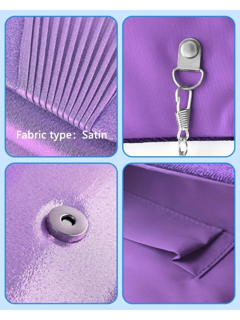 👜 Women's Purple Formal Wedding Party Cocktail Prom Crossbody Clutch Purses - Picture 5 of 6